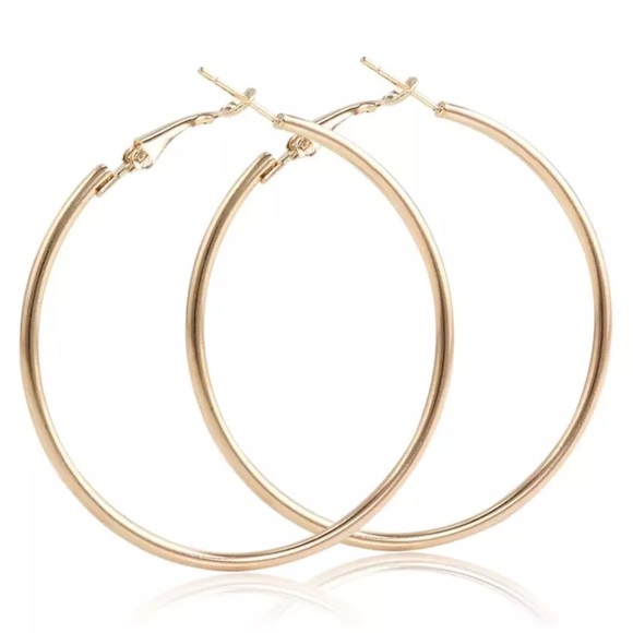 Jewelry - 5/$25 Gold Large Round Hoop Earrings 8cm